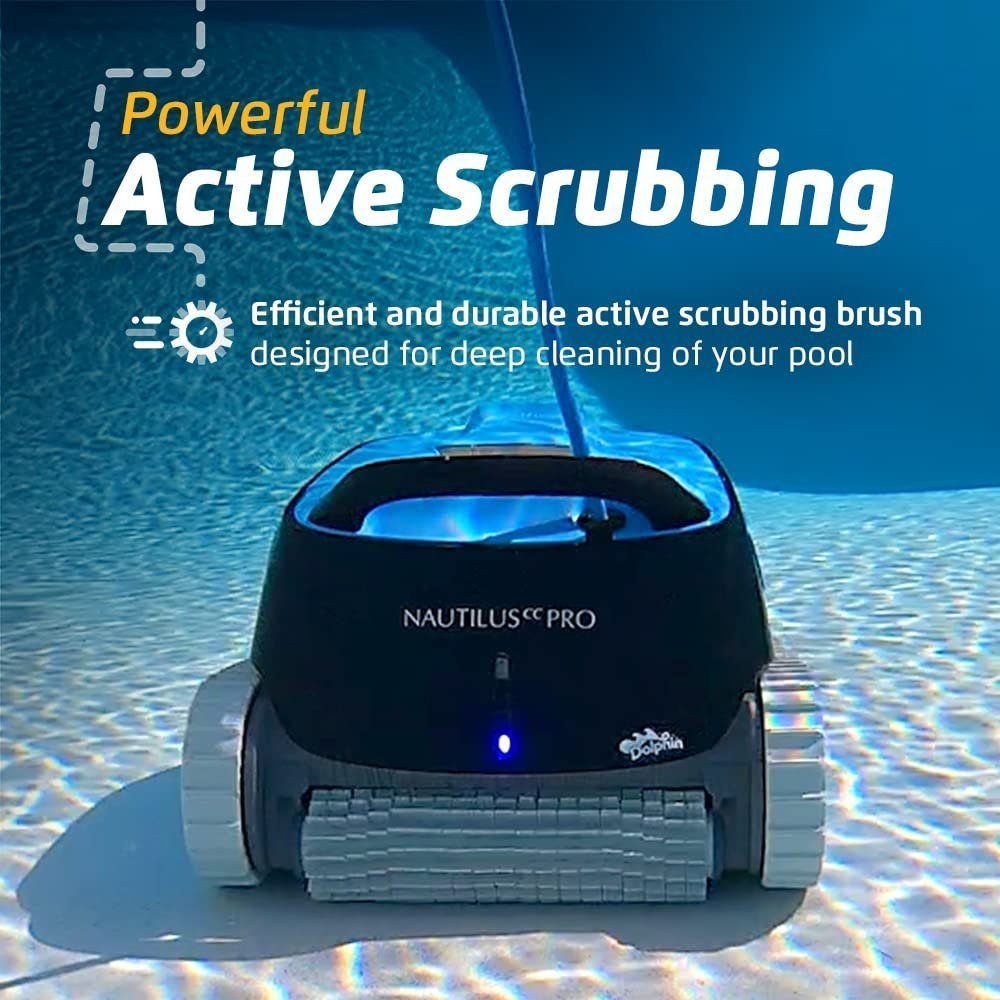 Dolphin Nautilus CC Pro Wi-Fi Robotic Pool Vacuum Cleaner up to 50 FT – Waterline Scrubber Brush