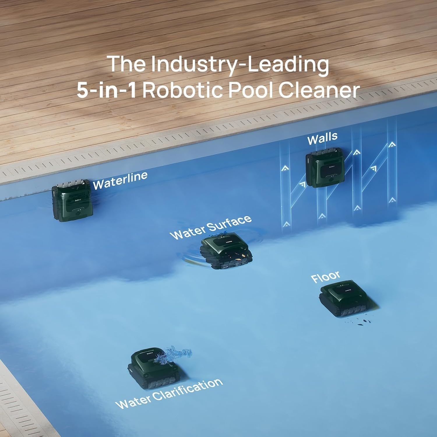 Beatbot AquaSense 2 Pro Robotic Pool Cleaner – 5-in-1 Cordless Skimmer & Clarifier, App-Controlled, Smart Parking, Up to 3,875 Sq. Ft. – Obsidian