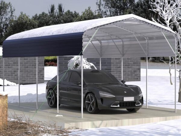 11x19FT Heavy Duty Metal Carport | Galvanized Outdoor Shelter for Cars, Boats & Parties