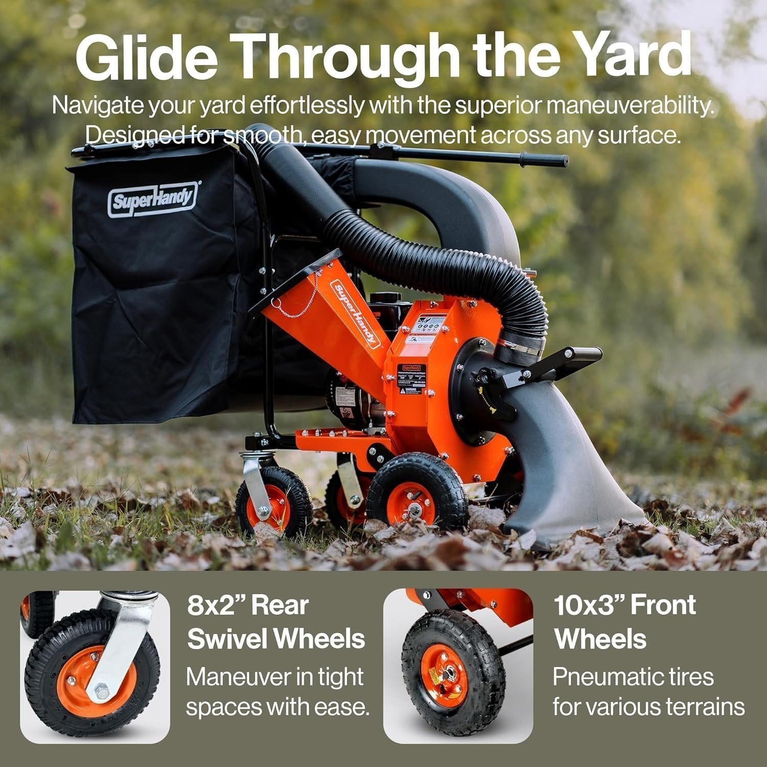 SuperHandy 7HP Gas Leaf Vacuum & Wood Chipper, 10:1 Mulch, 6-Bushel Bag