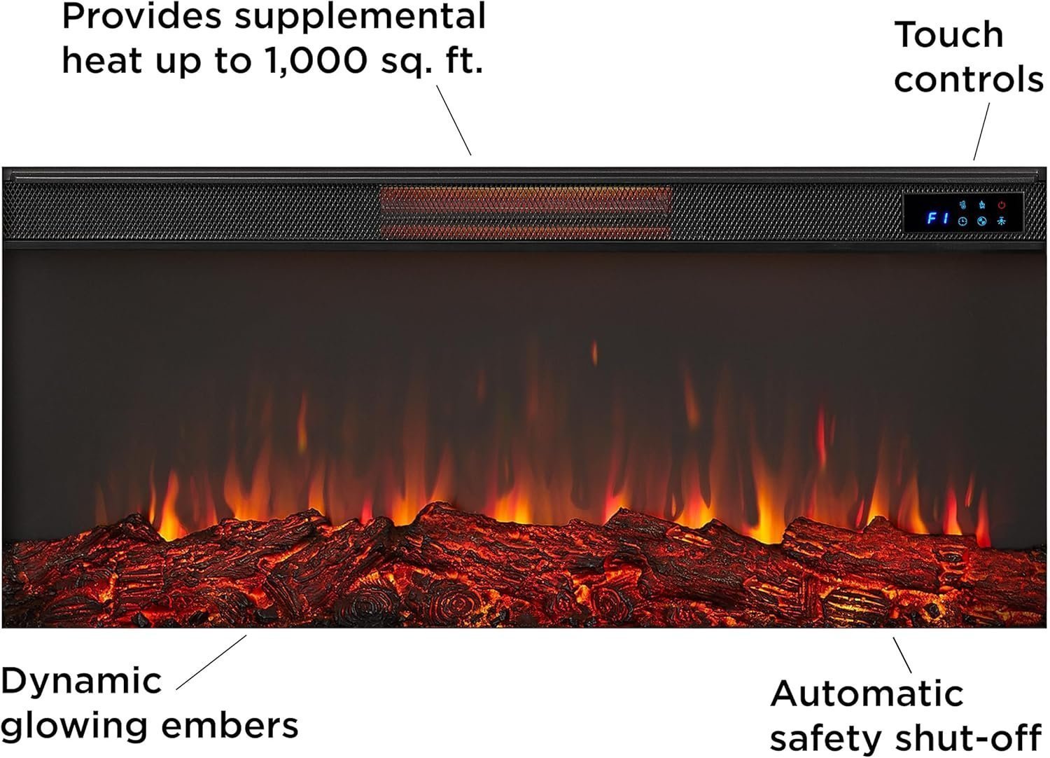 Real Flame Malie 68″ Electric Fireplace with Mantel & Remote Control