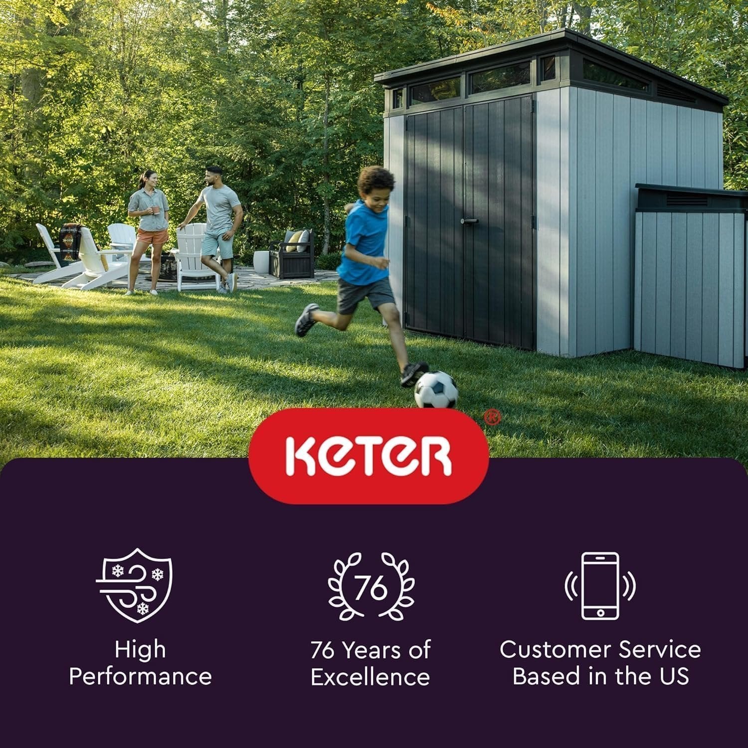 Keter Manor 4×6 Resin Outdoor Storage Shed Kit-Perfect to Store Patio Furniture, Garden Tools Bike Accessories, Beach Chairs and Lawn Mower, Grey & White