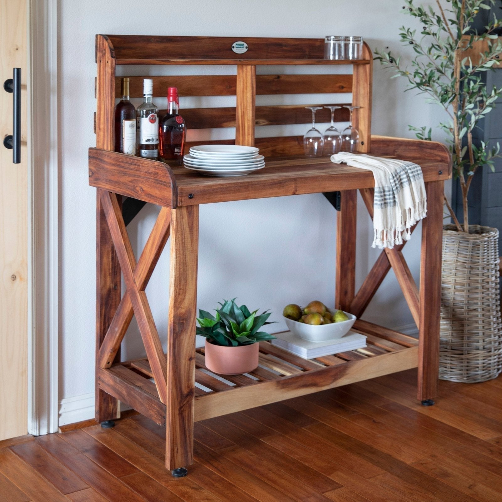 Potting Table/Bench/Serving Bar – Acacia Wood