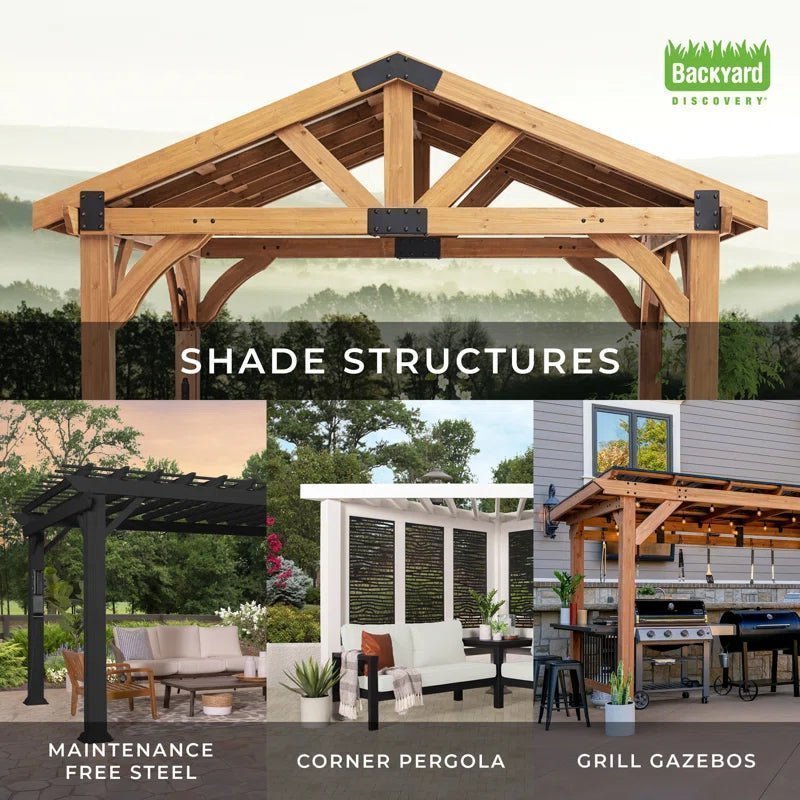 Saxony Xl 13 Ft. W X 6.5 Ft. D Solid Wood Grill Gazebo