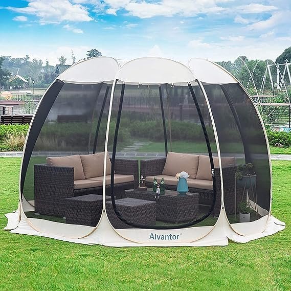 Alvantor Pop Up Screen House Gazebo with Mosquito Netting, Instant UV Resistant Sun Shelter for Patio & Backyard, Portable Canopy Tent for 2-10 Person - TryIlluminate