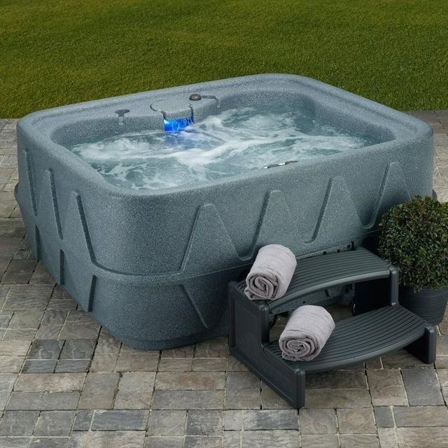 AquaRest Spas Select 400 4-Person Stainless 20-Jets Plug and Play Hot Tub with LED Waterfall - TryIlluminate