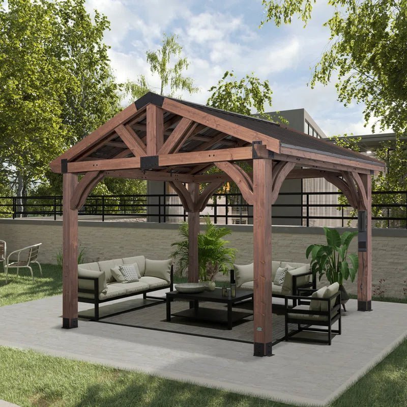 Arlington 12×10 Solid Wood Patio Gazebo - TryIlluminate