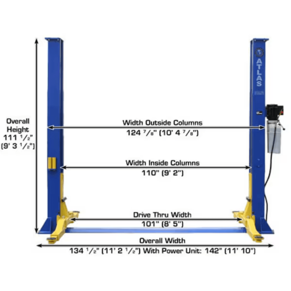 Atlas 9KOHX 9000 Lb. Capacity Overhead Clear-Floor 2-Post Car Lift - TryIlluminate