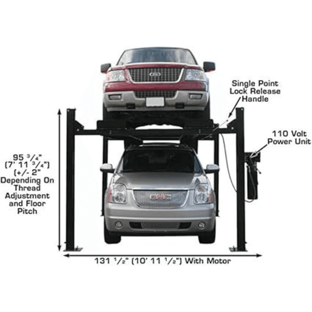 Atlas Garage PRO9000 9000 Lb. Extra Wide Tall Long Portable 4-Post Lift - TryIlluminate