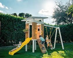 Avenlur Forest Modern Backyard Outdoor Swing Set 2 Swings And Trapeze Bar - TryIlluminate