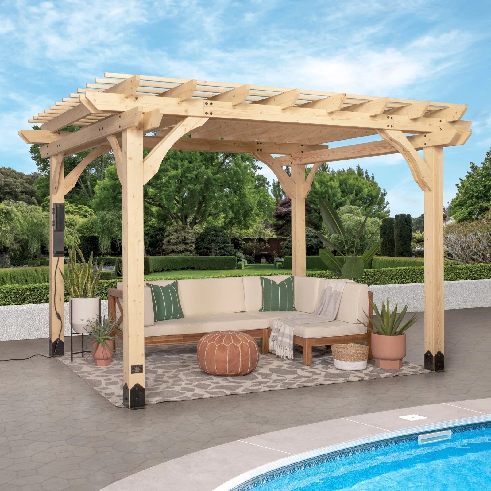 Backyard Discovery 12 x 10 Fairhaven Natural Nordic Spruce Pergola - TryIlluminate