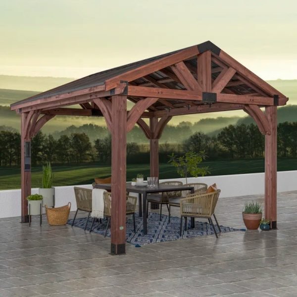 Backyard Discovery Arlington 12' x 12' Cedar Wood Outdoor Patio Gazebo - TryIlluminate