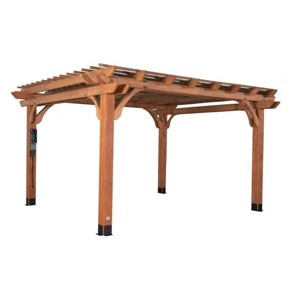 Backyard Discovery Beaumont 14' x 12' Cedar Wood Outdoor Patio Pergola - TryIlluminate