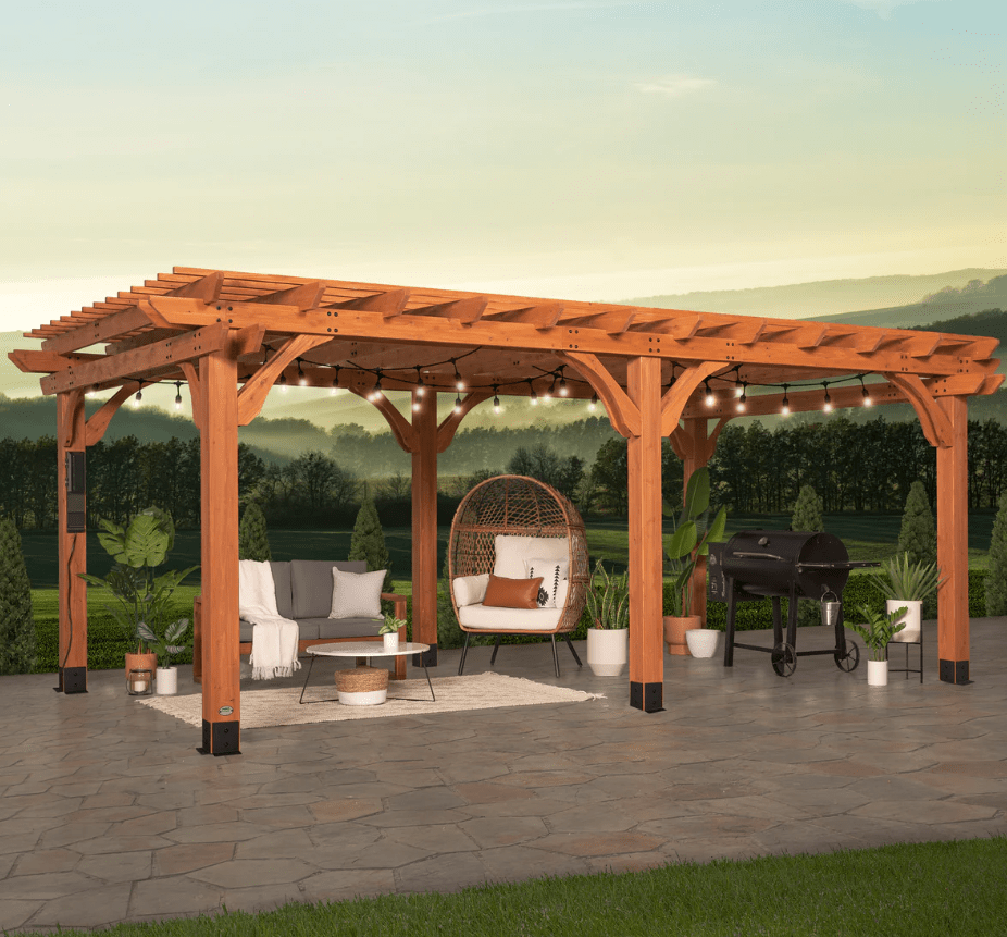 Backyard Discovery Beaumont 20 Ft x 12 Ft Cedar Patio Pergola with Power - TryIlluminate