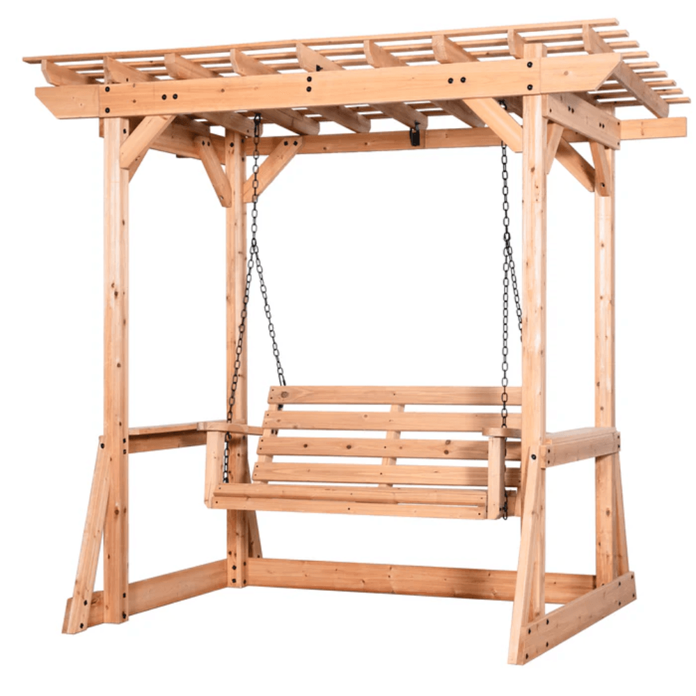 Backyard Discovery Callahan Cedar Wood Outdoor 2-Person Pergola Swing Bench - TryIlluminate