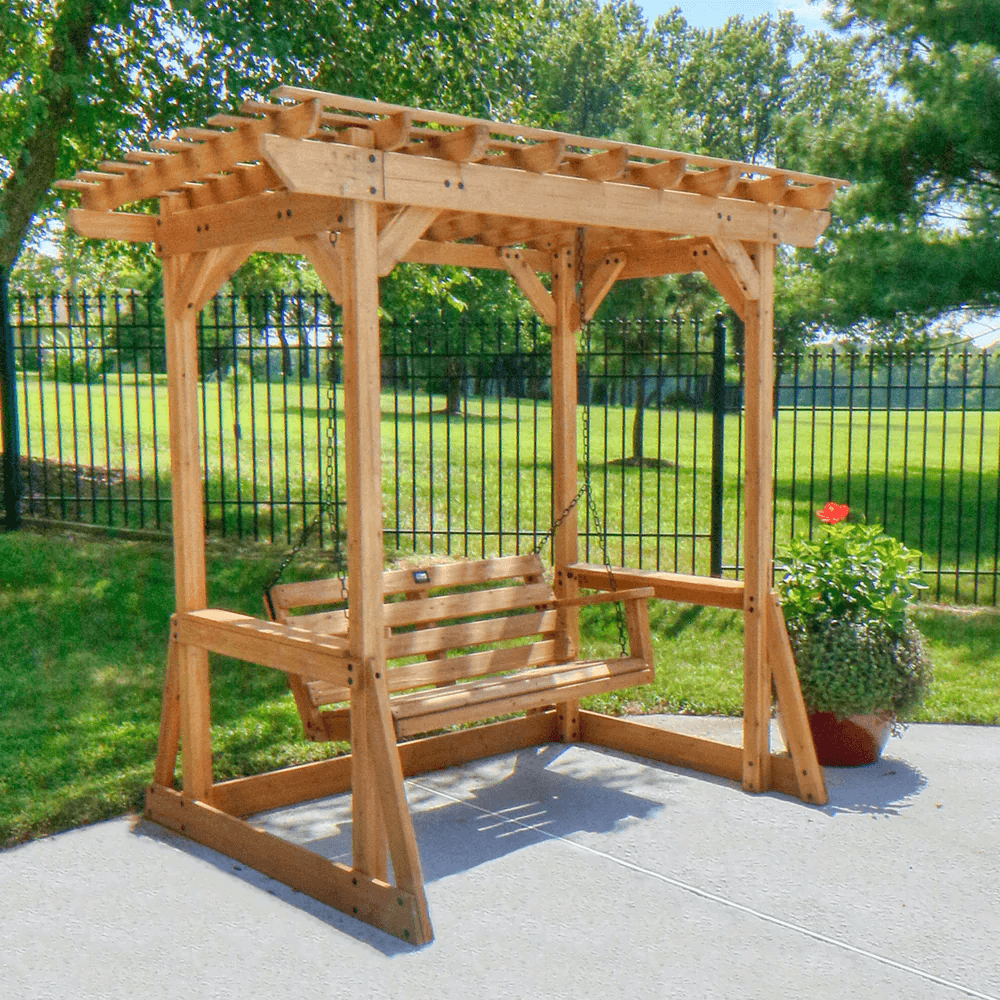 Backyard Discovery Callahan Cedar Wood Outdoor 2-Person Pergola Swing Bench - TryIlluminate