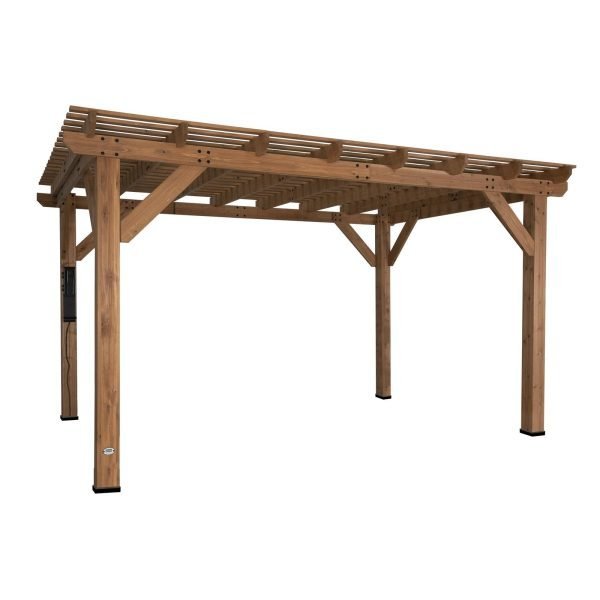 Backyard Discovery Delray 14' x 10' Cedar Wood Outdoor Patio Pergola - TryIlluminate