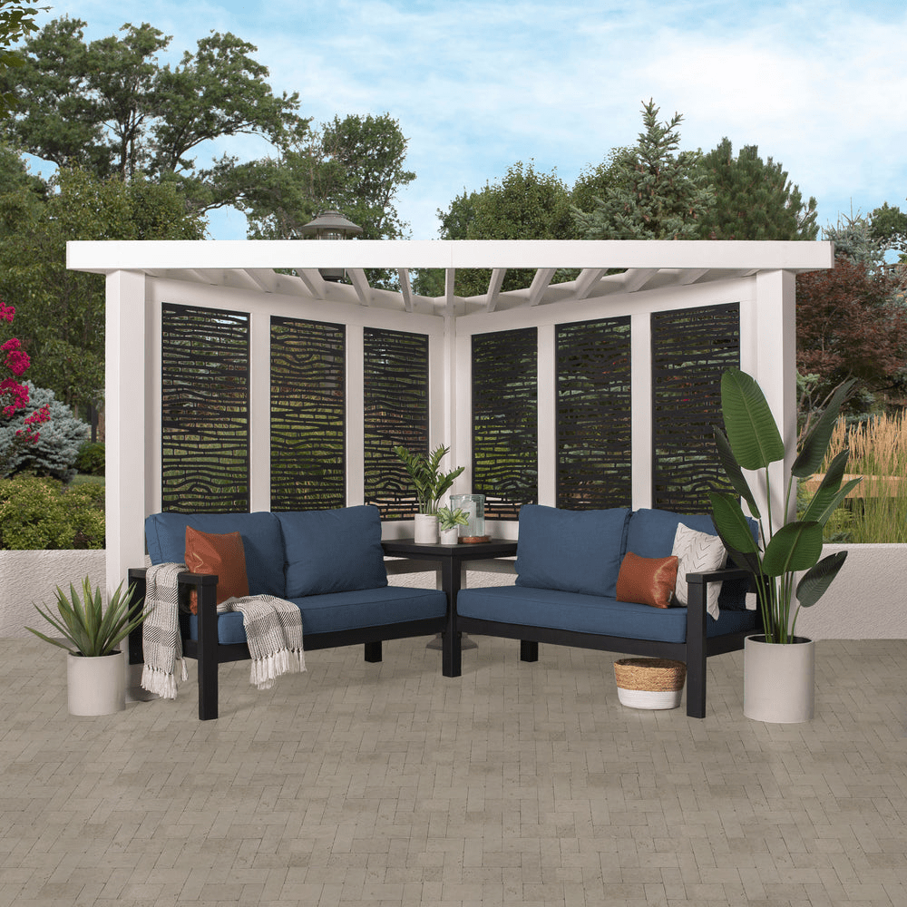 Backyard Discovery Ridgedale Steel Pergola with Built-in Seating - TryIlluminate