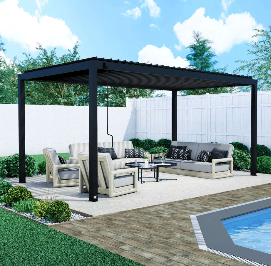 Backyard Discovery Sarasota Galvanized Steel Louvered Outdoor Pergola - TryIlluminate