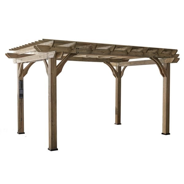 Backyard Discovery Somerville 14' x 10' Barnwood Stain Cedar Wood Pergola - TryIlluminate