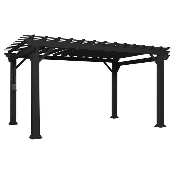 Backyard Discovery Stratford 14' x 10' Black Steel Pergola with Soft Canopy - TryIlluminate