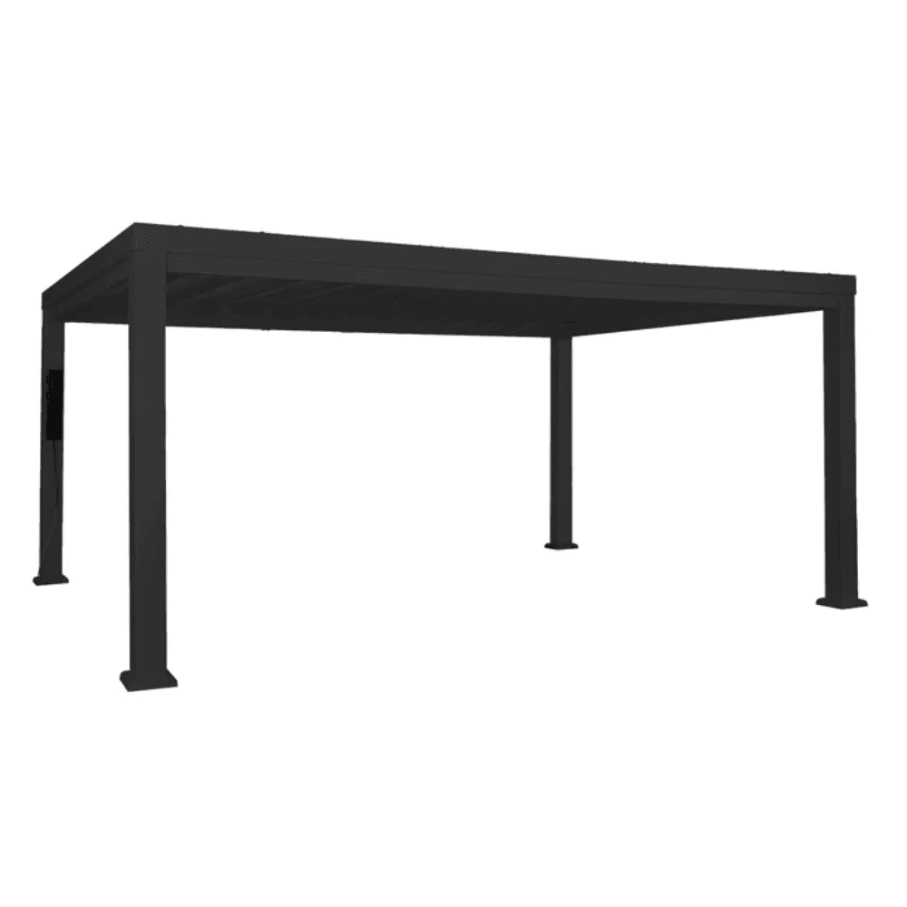 Backyard Discovery Trenton 16' x 12' Modern Galvanized Steel Pergola Black Frame with Shade Sail Canopy and PowerPort - TryIlluminate