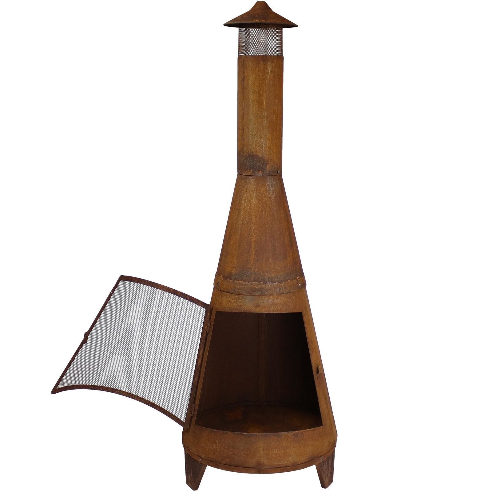 Sunnydaze 70″ Rust Patina Finish Steel Wood-Burning Chiminea with Spark Screen