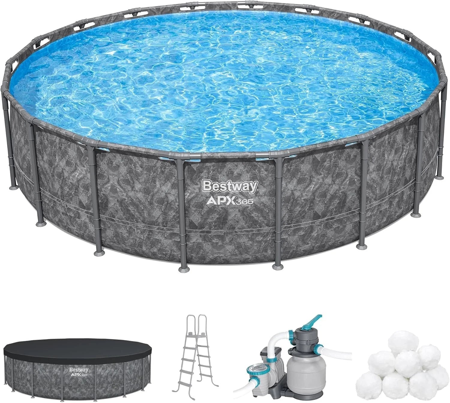 Bestway APX 365 18’x52″ Round Above Ground Swimming Pool Set with Pump & Ladders - TryIlluminate