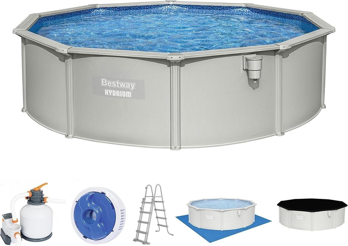 Bestway Hydrium 18′ x 52″ Round Steel Wall Above Ground Pool Set - TryIlluminate