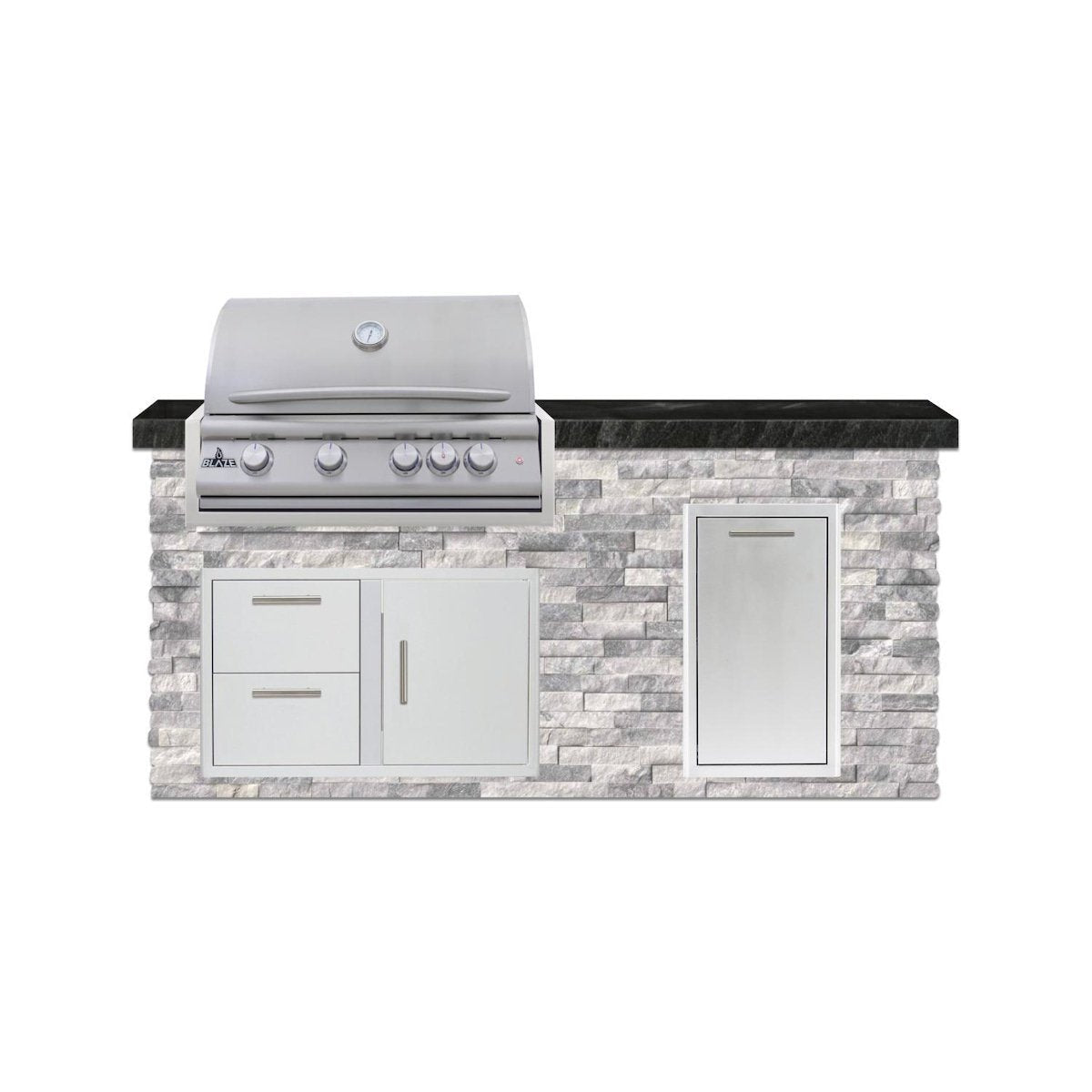 Blaze 6 Ft Island in Alaska Gray with NG LBM Grill and Trash Rollout - TryIlluminate