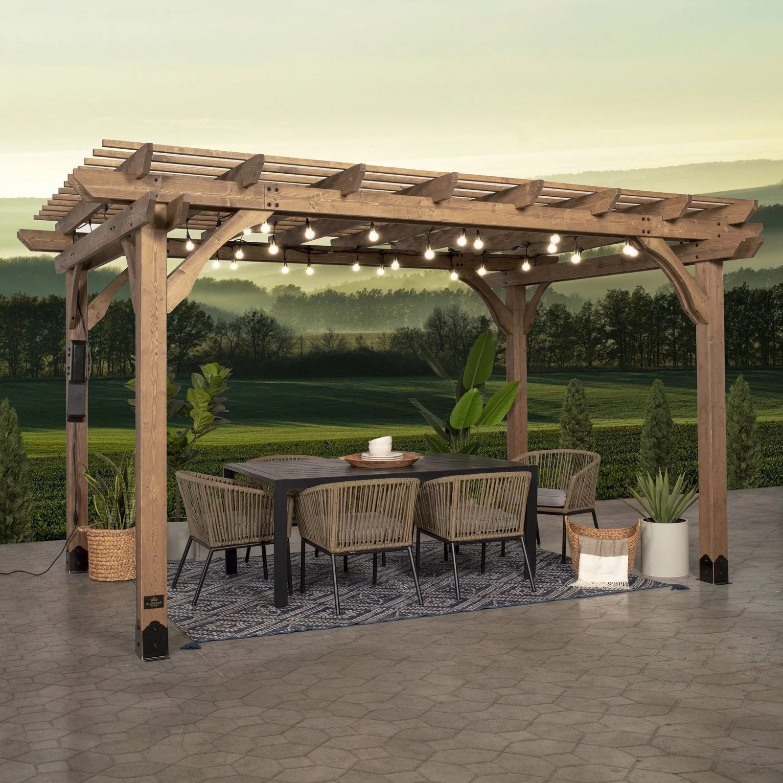 Fairhaven Pergola Rustic Finish 14 x 10 - TryIlluminate