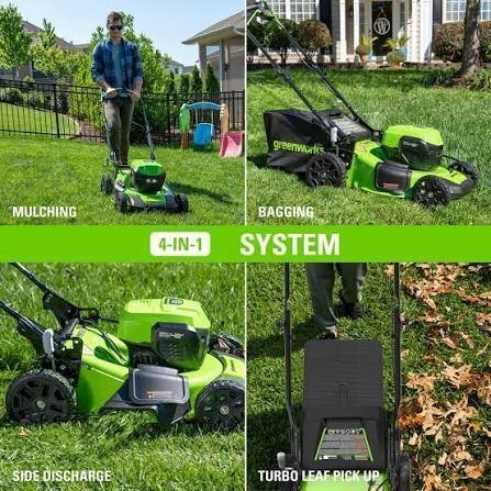Greenworks 48V Cordless Battery Push Mower w/ Two 4.0Ah USB Batteries & Dual Port Rapid Charger - TryIlluminate