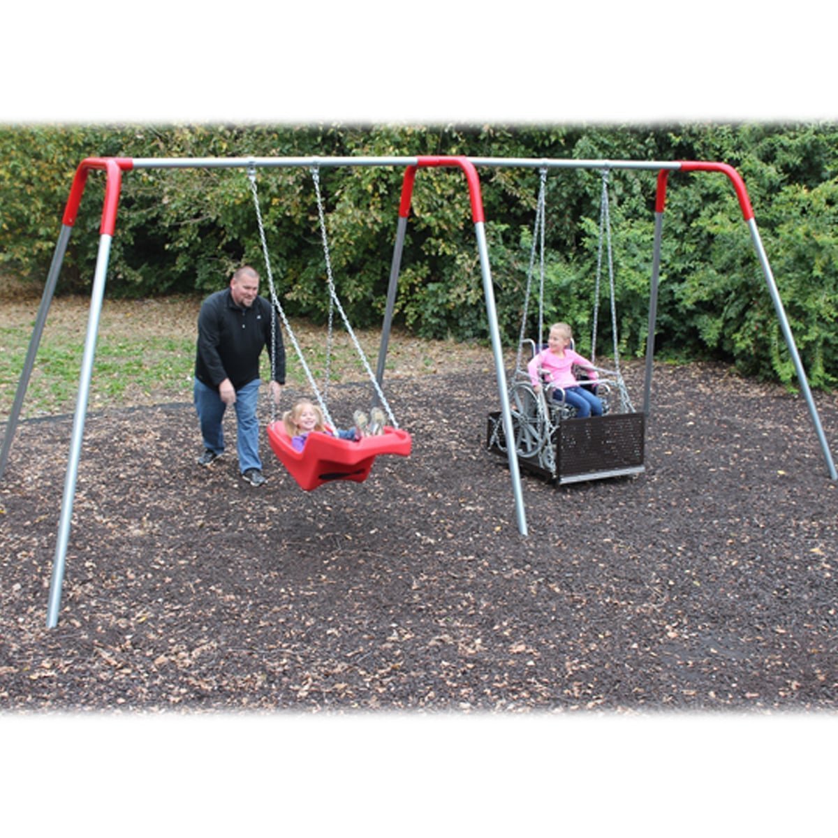Heavy Duty ADA Swing Set, Frame with Molded Seat and ADA Platform - TryIlluminate