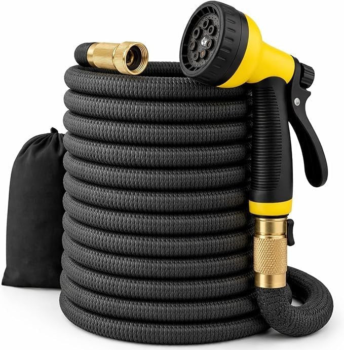 J&B XpandaHose 150ft Expandable Garden Hose – Ultra-Strong 3750D, 4-Layer Latex Core, Brass 3/4″ Connectors, 10-Pattern Nozzle & Storage Bag – Lightweight, Kink-Reducing, Leak-Resistant - TryIlluminate