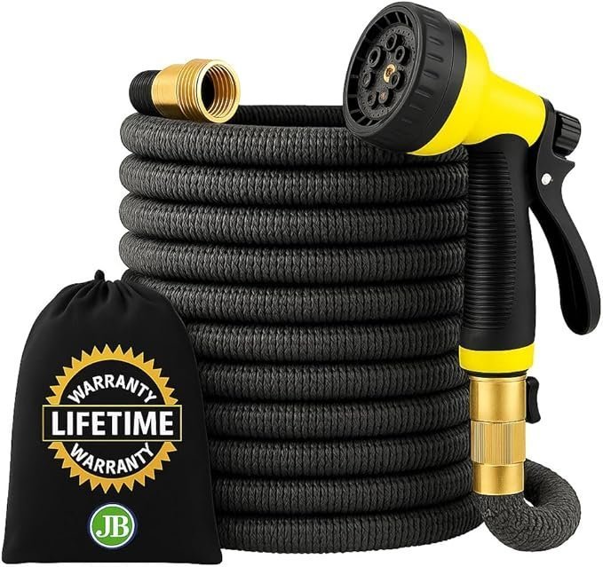 J&B XpandaHose 150ft Expandable Garden Hose – Ultra-Strong 3750D, 4-Layer Latex Core, Brass 3/4″ Connectors, 10-Pattern Nozzle & Storage Bag – Lightweight, Kink-Reducing, Leak-Resistant - TryIlluminate