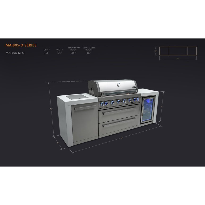 Mont Alpi 805 Deluxe Island with Fridge Cabinet - TryIlluminate