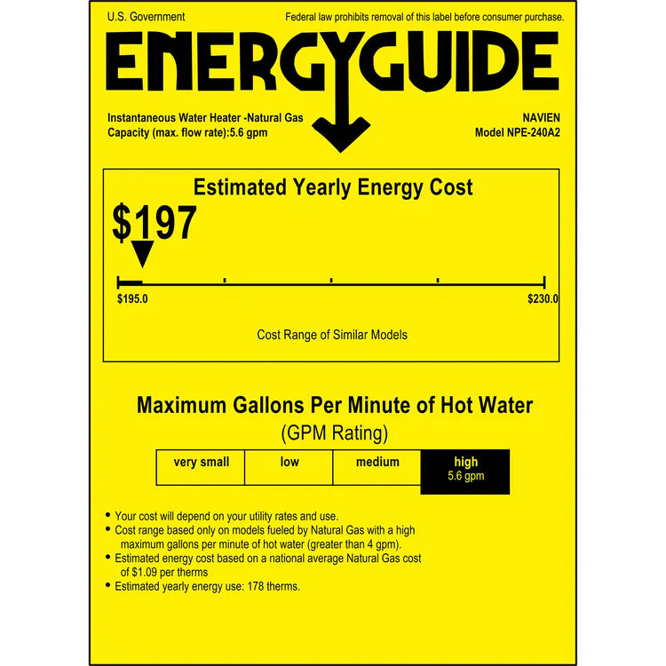 NPE-240A2 – Condensing Tankless Water Heater – 199,000 BTU