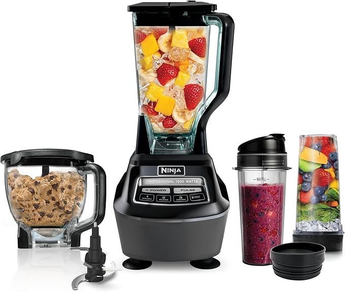 Ninja Kitchen System | All-in-One Food Processor & Blender for Smoothies | Includes Pitcher, (2) 16 oz. To-Go Cups & 8-Cup Bowl | Makes Salsa, Dough, Shakes, & Frozen Drinks | 1500W | Black | BL770 - TryIlluminate
