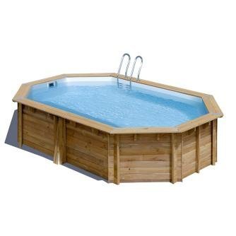 Piscine bois Lola octogonale allongée 541 x 336 x 131 cm avec escalier - TryIlluminate