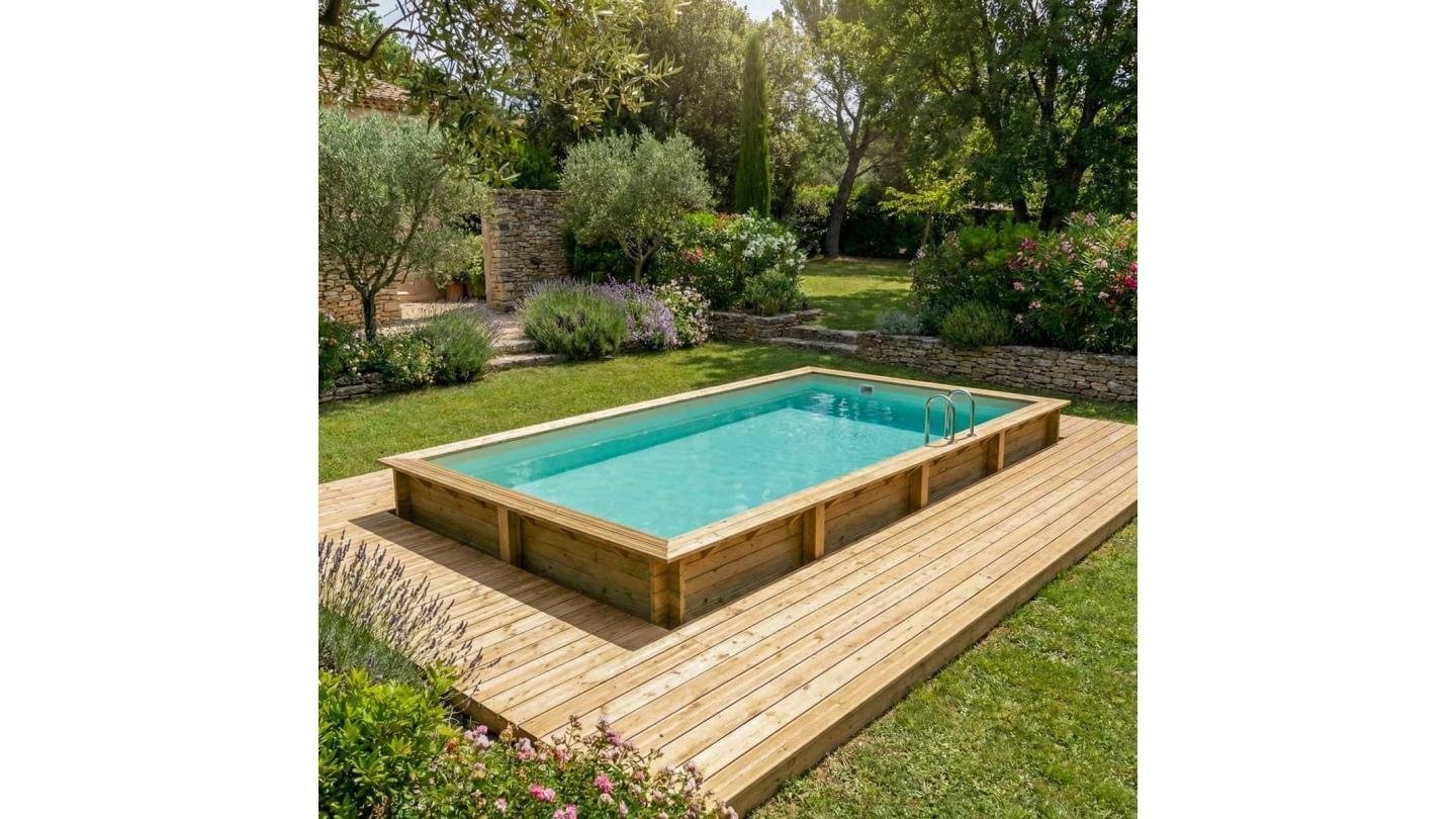 Piscine Hors Sol En Bois Aqua 6.1 X 2.85 H.1.31 M avec plage - TryIlluminate