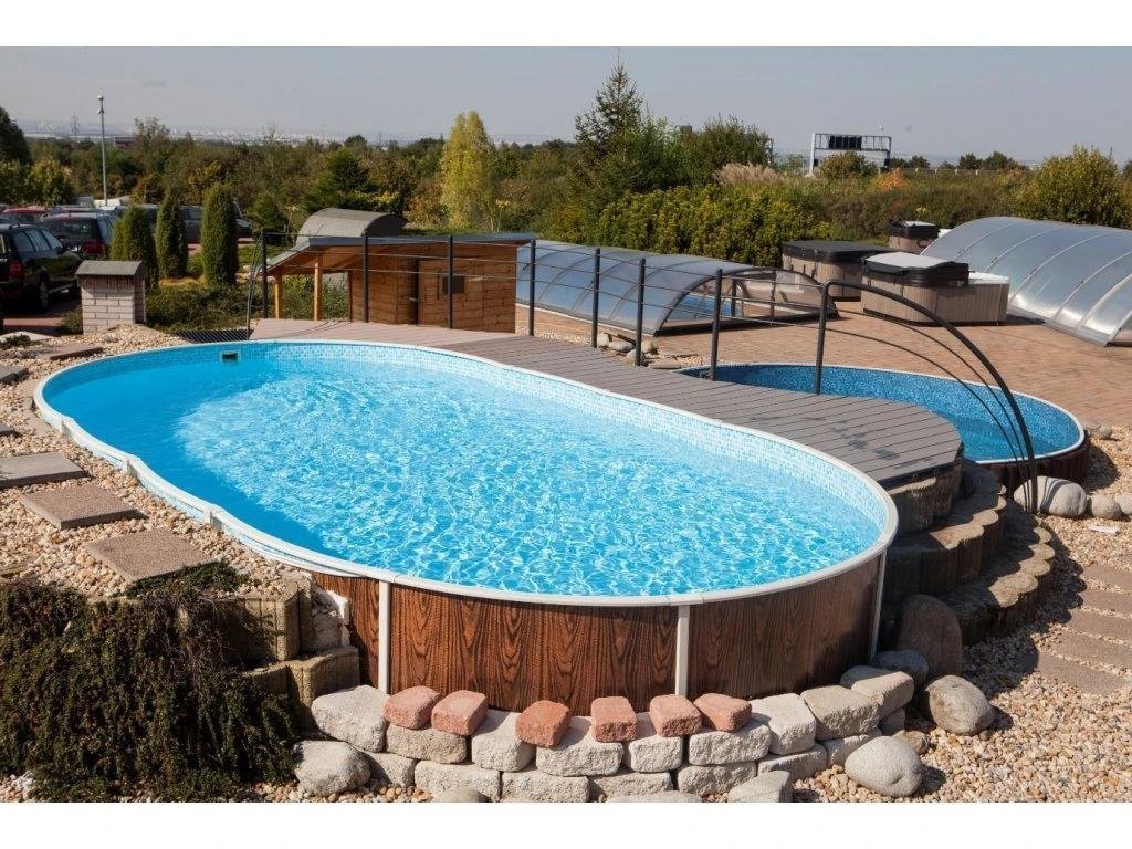 Piscine semi-enterrée et enterrée Azuro en acier 9,1 x 4,6 x 1,2 m - TryIlluminate