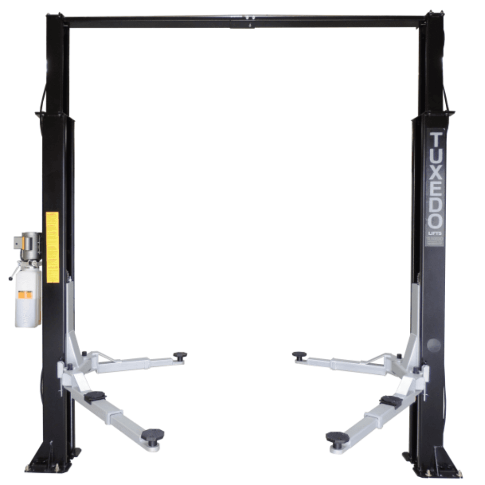 Premium 9000 Lb. Capacity Asymmetric Clear-Floor 2-Post Car Lift in Black - TryIlluminate