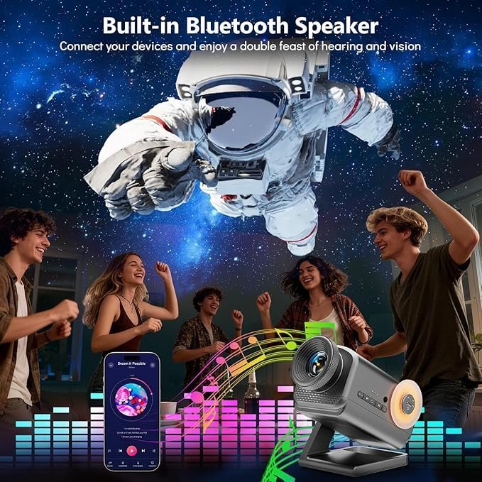 Rossetta 3D Projector, 60 Themes HD 3D Galaxy Projector with Bluetooth Speaker & Remote, 1H/2H Timer, Night Light for Bedroom, Home Decor, Party, Birthday & Christmas Gifts for Adults, Girls, Boys - TryIlluminate