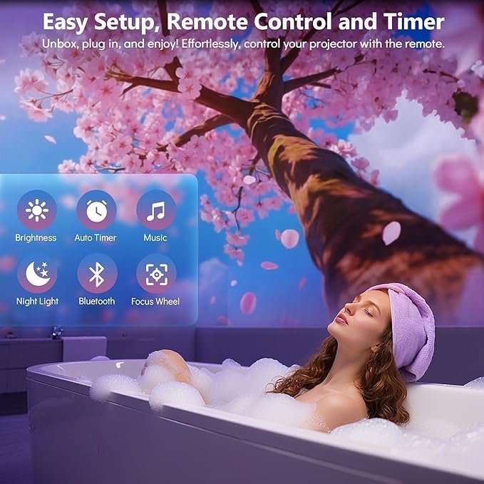 Rossetta 3D Projector, 60 Themes HD 3D Galaxy Projector with Bluetooth Speaker & Remote, 1H/2H Timer, Night Light for Bedroom, Home Decor, Party, Birthday & Christmas Gifts for Adults, Girls, Boys - TryIlluminate