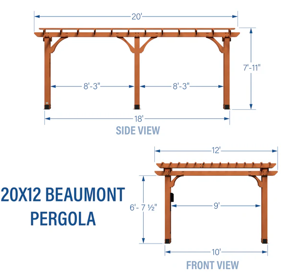 Backyard Discovery Beaumont 20 Ft x 12 Ft Cedar Patio Pergola with Power