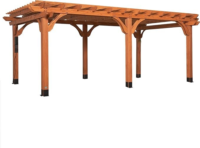Backyard Discovery Beaumont 20 Ft x 12 Ft Cedar Patio Pergola with Power