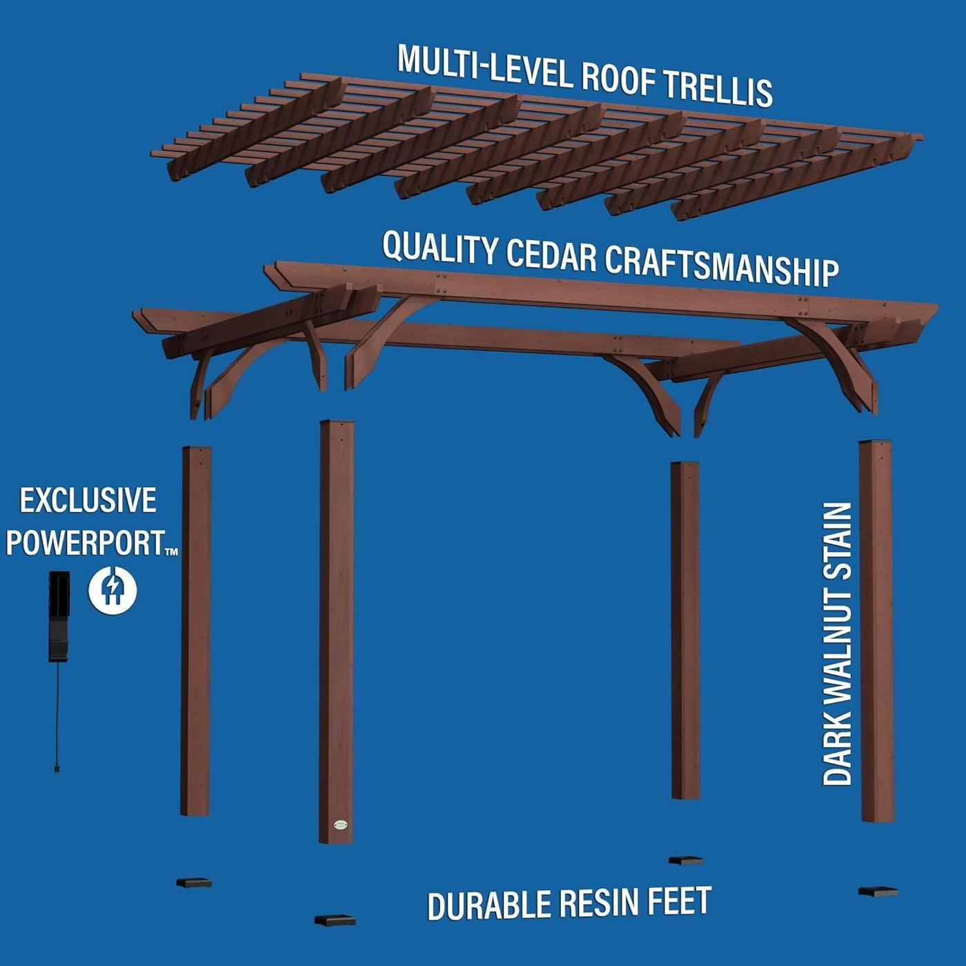 Backyard Discovery 14 Ft x 10 Ft Somerville Cedar Pergola with Power