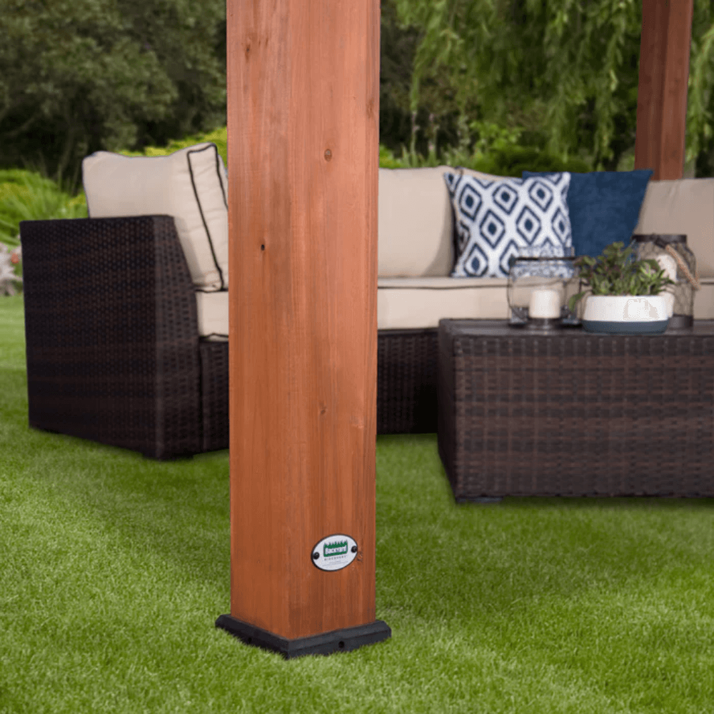 Backyard Discovery 12' x 10' Cedar Wood Pergola Garden Arbor Patio Shade Structure with PowerPort and Anchoring Feet