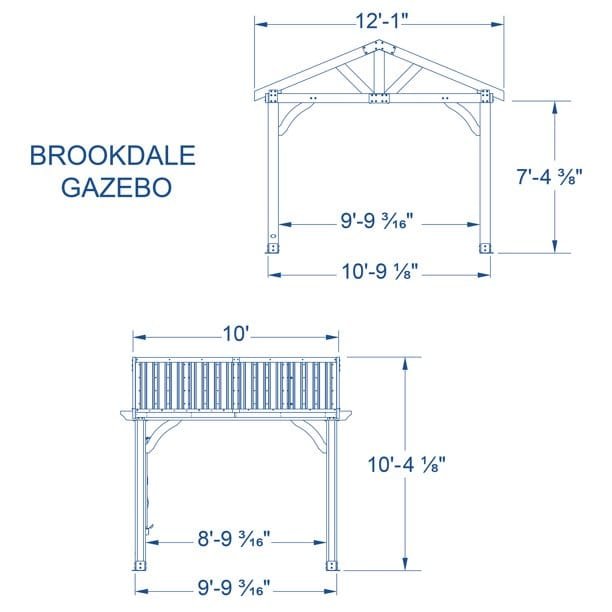 Backyard Discovery Brookdale 12' x 10' Cedar Wood Gazebo Outdoor Patio Pavilion with Black Steel Roof and PowerPort