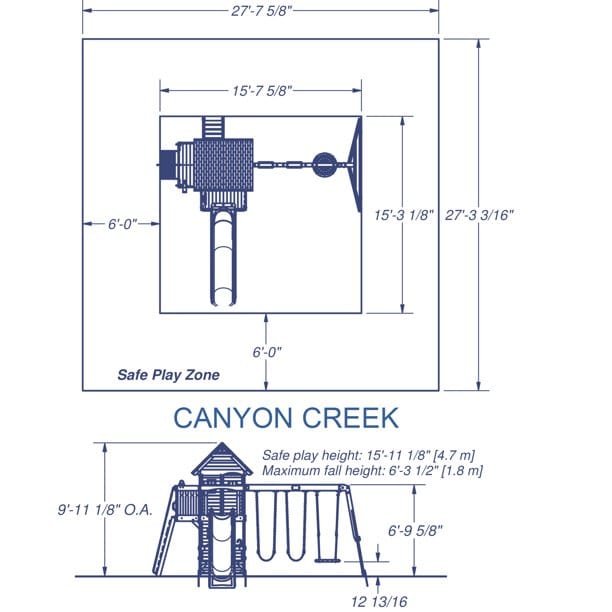 Backyard Discovery Canyon Creek Cedar Wood Playset Swing Set with Wave Slide Rock Climbing Wall and Lower Playhouse